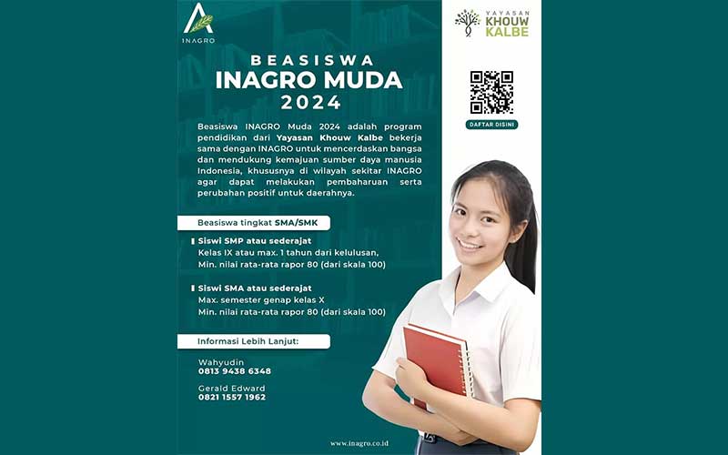 Daftar Beasiswa Inagro Muda Bogor Siswa SMA atau SMK, Ada Bantuan Rp 4 Juta Per Semester